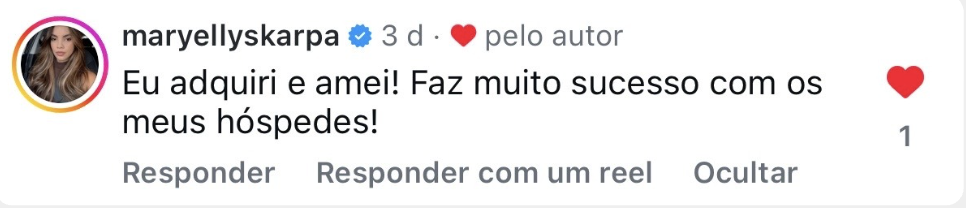Print de comentário no Instagram de perfil verificado @maryellyskarpa sobre o Kit Superhost