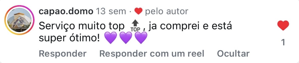 Print de comentário no Instagram de @capao.domo sobre o Kit Superhost